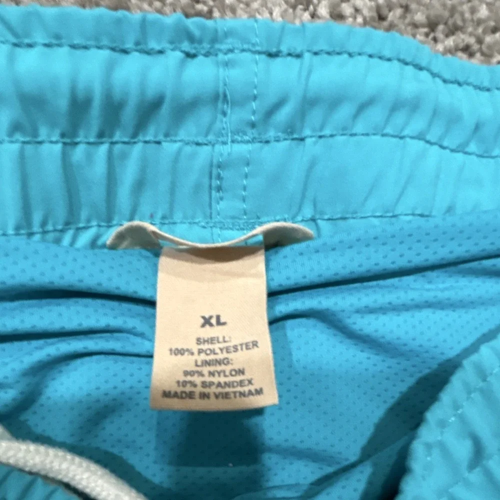 Duluth Trading Co. Mens 3XL Swim Trunks Lined Shorts Colorblock Blue Teal Summer